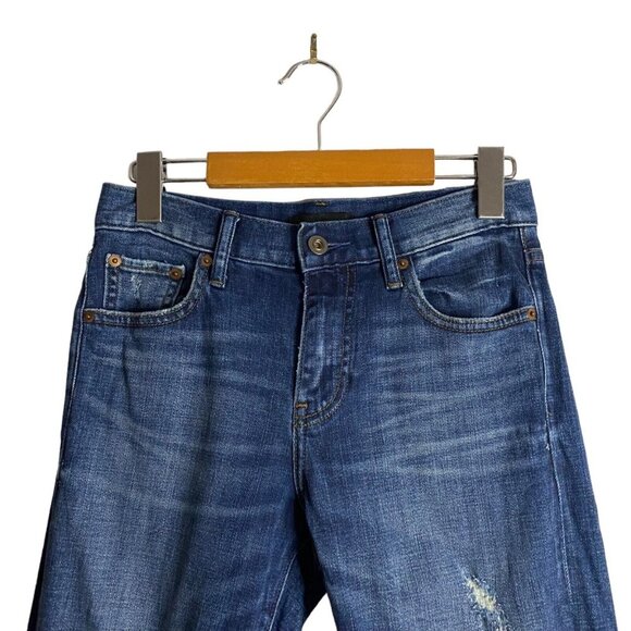 Uniqlo Women's Medium Indigo Distressed Boyfriend Denim Jeans - Picture 2 of 5